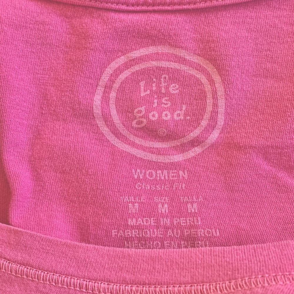 Life Is Good M Bicycle Tank Top Enjoy the Ride Pink Shirt Women’s 8-10 Bike - Picture 4 of 4